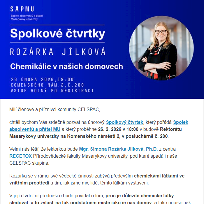 Zveme Vás na přednášku o chemikáliích v našich domovech